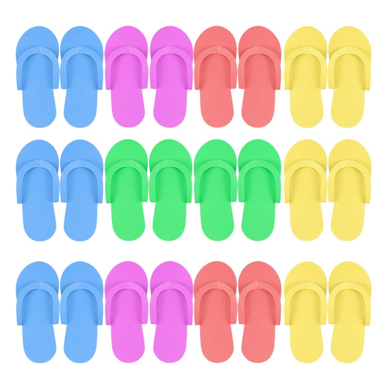 Hysagtek 12 Pairs Disposable Slippers Shower Sand Pedicure Beach Light Weight Foam Flip Flops, Sandals Random Color - Image 1